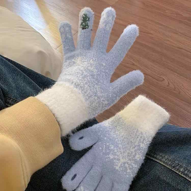 手袋 レディース 冬用 指なし 厚手 防寒 かわいい 学生 タッチパネル操作可能 ニット クリスマスツリー..