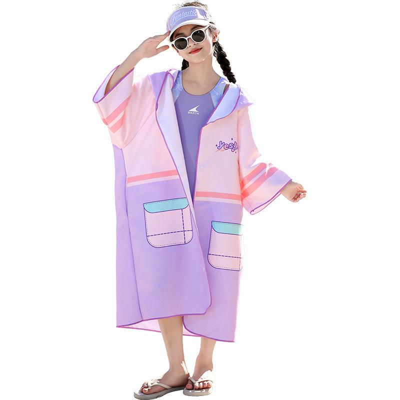 ベビー ポンチョ フード付き バスタオル 吸水 速乾 アニマル柄 キッズ プール 海水浴 日焼け止め 薄手 超極細繊維 子供 赤ちゃん 膝掛け ブランケット おくるみ ピンク ブルー パープル