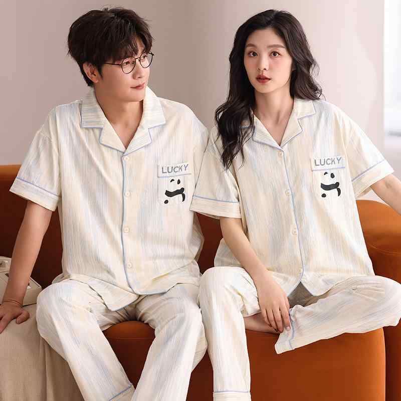 パジャマ レディース メンズ 春夏 綿 上下セット 薄手 ルームウェア 寝巻き 部屋着 かわいい 開襟 小さ..