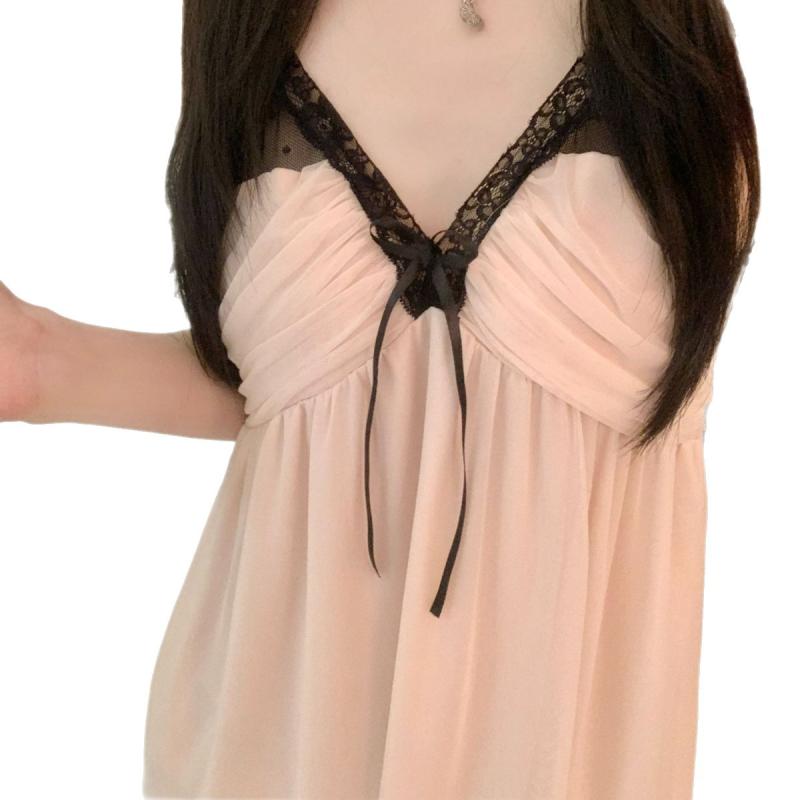 ワンピース レディース 春夏 接触冷感 涼しい スリップドレス Vネック ノースリーブ ポリエステル 部屋..