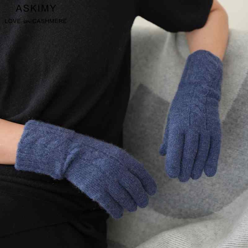 手袋 レディース 秋冬 ニット ケーブル編み あったか グローブ ミトン 通勤 ベージュ系 レッド系 グリーン系2(4)