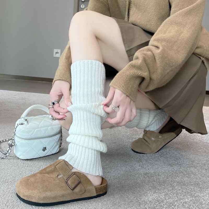 靴下 レディース ロリータ ニット レッグウォーマー 白 秋冬 厚手 あったか ソックス かわいい 冷え対策