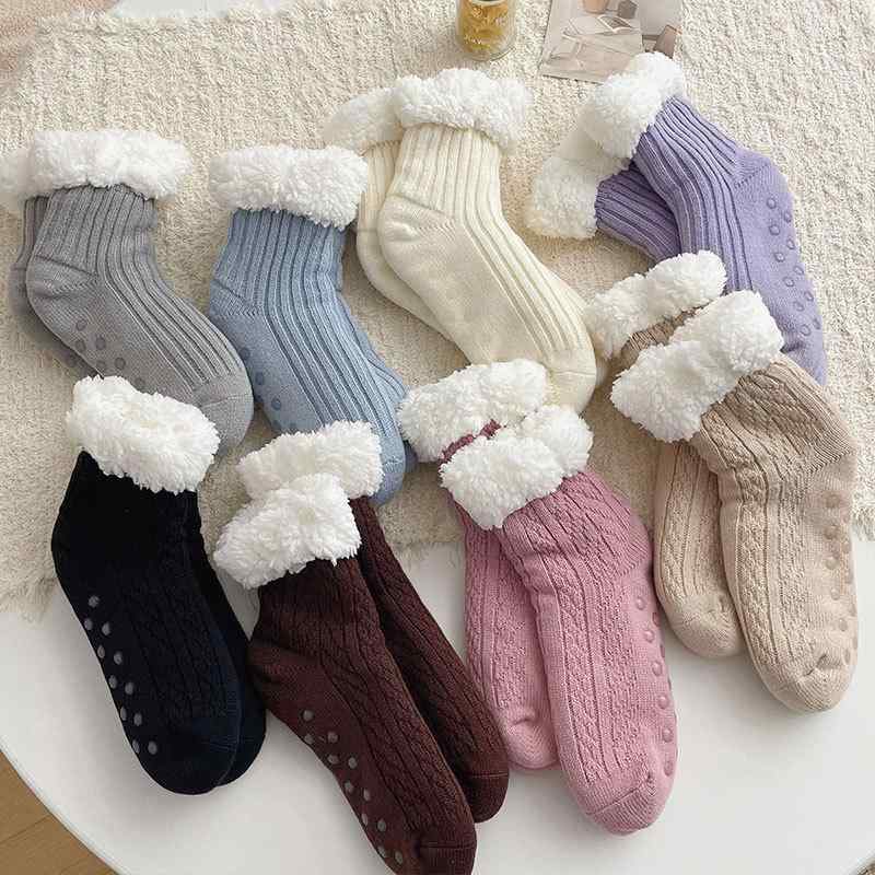 靴下 レディース 雪用 ソックス 冬用 厚手 タオル地 カジュアル ルームソックス ミドル丈 折り返し あ..