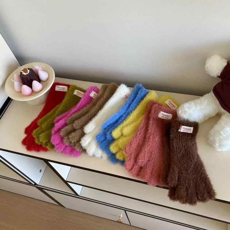 手袋 子供用手袋 秋冬 女の子 男の子 無地 3歳 13歳 ニット 分指 暖かい タッチパネル 聚酯纤维 赤 芥..