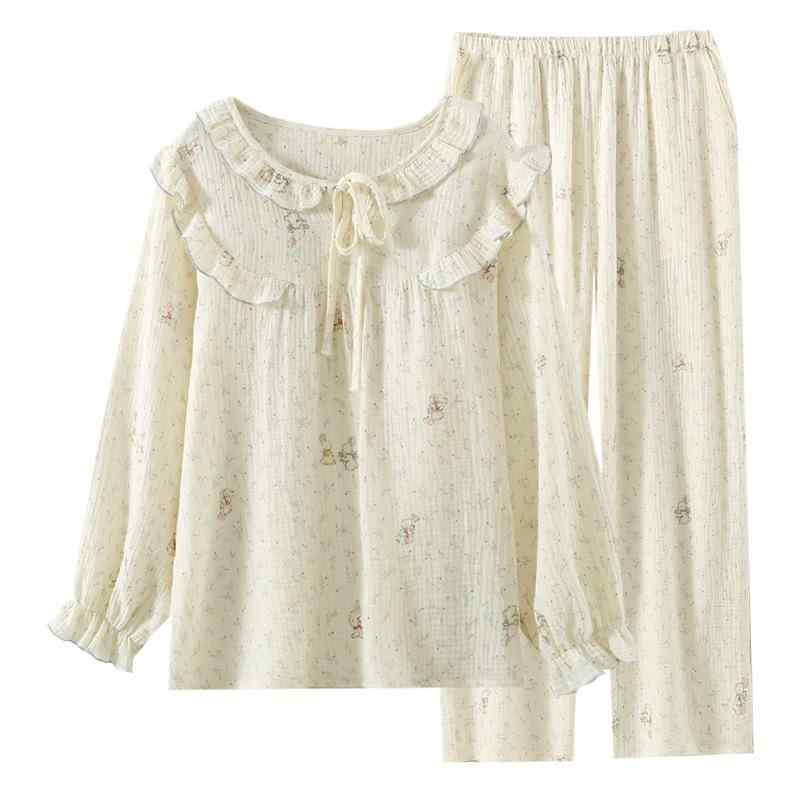 パジャマ レディース 春夏秋 綿 小花柄 かわいい ルームウェア 寝巻き 上下セット 長袖 長ズボン 薄手 部屋着 リラックス ゆったり