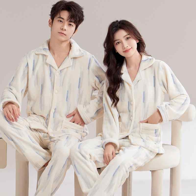 パジャマ レディース メンズ 秋冬用 厚手 フランネル 上下セット ルームウェア 部屋着 あったか 暖かい ポリエステル 長袖 長ズボン M L XL 2XL 3XL 高見え