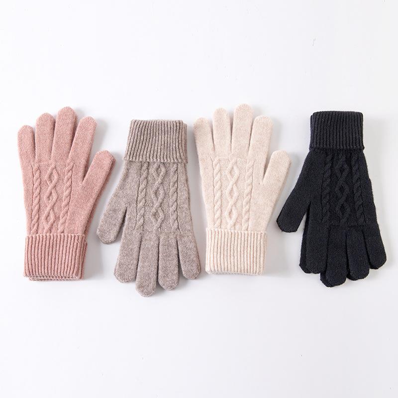 手袋 レディース 秋冬 羊毛 手袋 厚手 防寒 保温 自転車 バイク アウトドア グローブ ウール ピンク ブ..