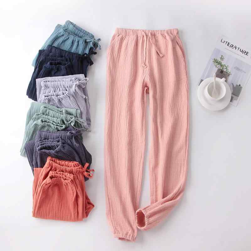パジャマ レディース メンズ 薄手 水洗い 楊柳 綿 ホームパンツ 裾絞り 女性用 ズボン 部屋着 リラック..