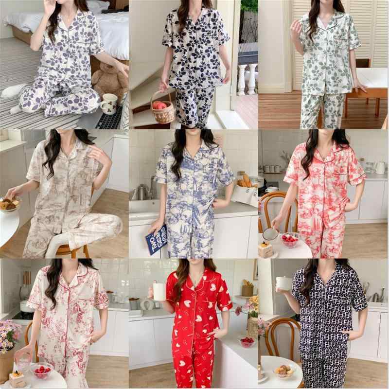 パジャマ レディース 半袖 長ズボン 上下セット ルームウェア 部屋着 寝間着 薄手 接触冷感 夏 春夏 韓国 かわいい リラックス ウェア