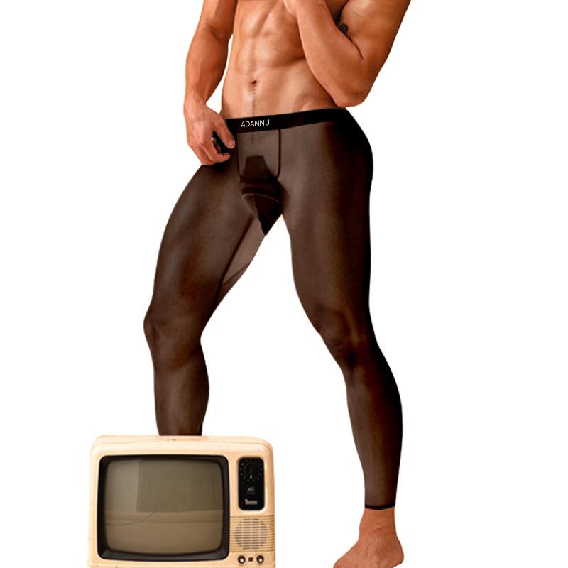 パンツ 男性用 透明 ストッキング スポーツ 高機能 高腰 スパッツ レギンス 薄型 吸湿性 伸縮性 ホワイ..