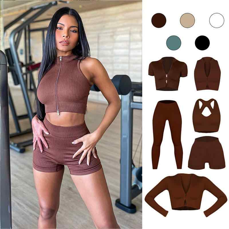 ヨガウェア レディース 上下セット シームレス ニット 長袖 スポーツ ウェア 提臀 ヨガパンツ トレーニ..