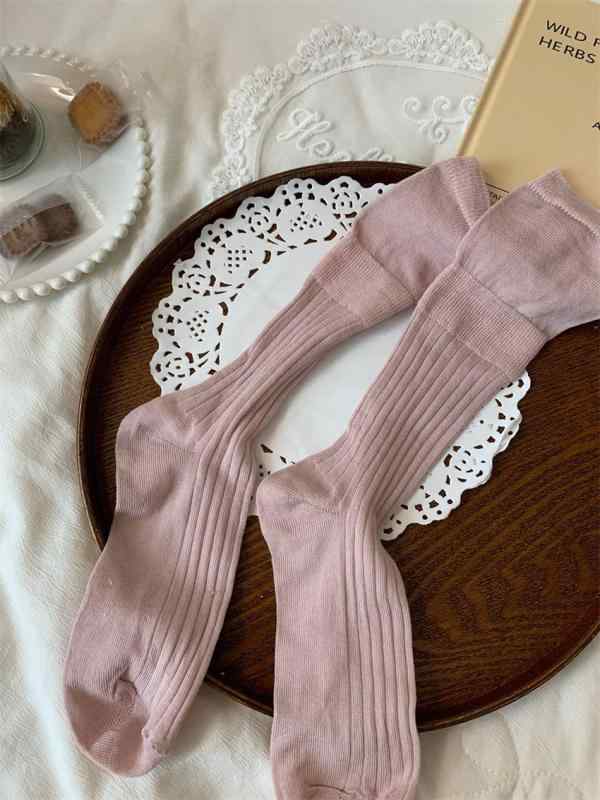 靴下 レディース ソックス 中筒 コットン混紡 薄手 リブ 無地 ルーズ 婦人 ミドル丈 伸縮性 通気性 オ..