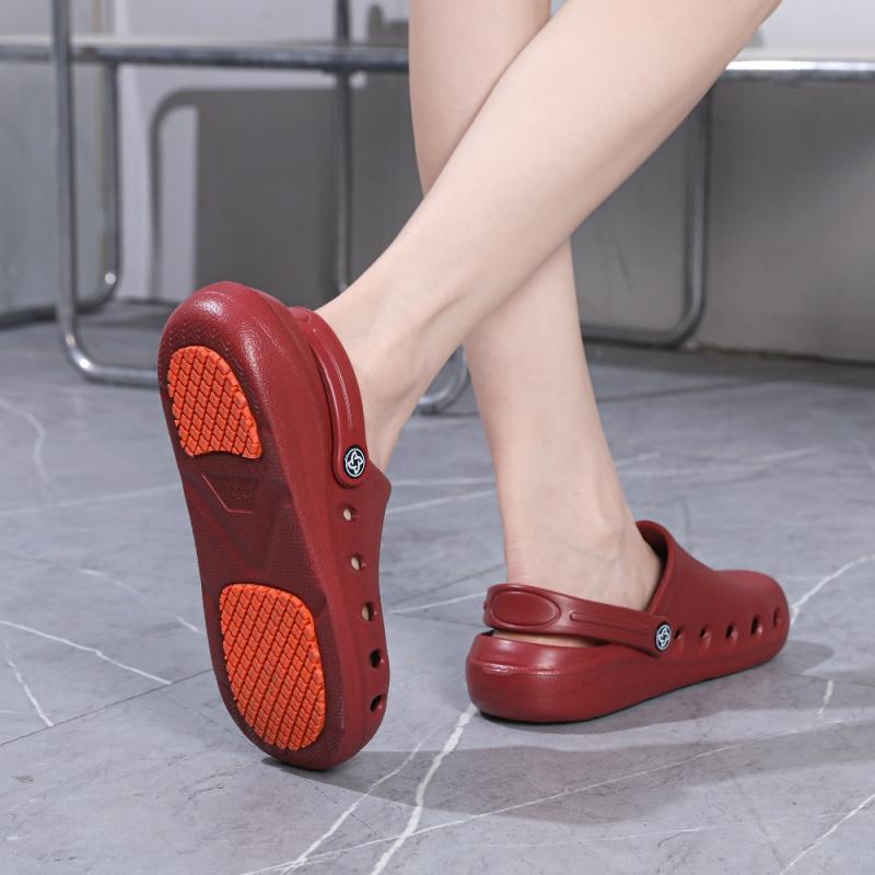 サンダル 男女兼用 厚底 スリッパ 穴あき 病院 看護師 介護士 室内履き 滑り止め 疲れにくい ムレ防止 通気性 ゴム EVA 深墨緑 安哥拉红 チョコレート棕 蜜桃粉 葡萄紫 燕麦棕 珍珠白 日常 レジャー