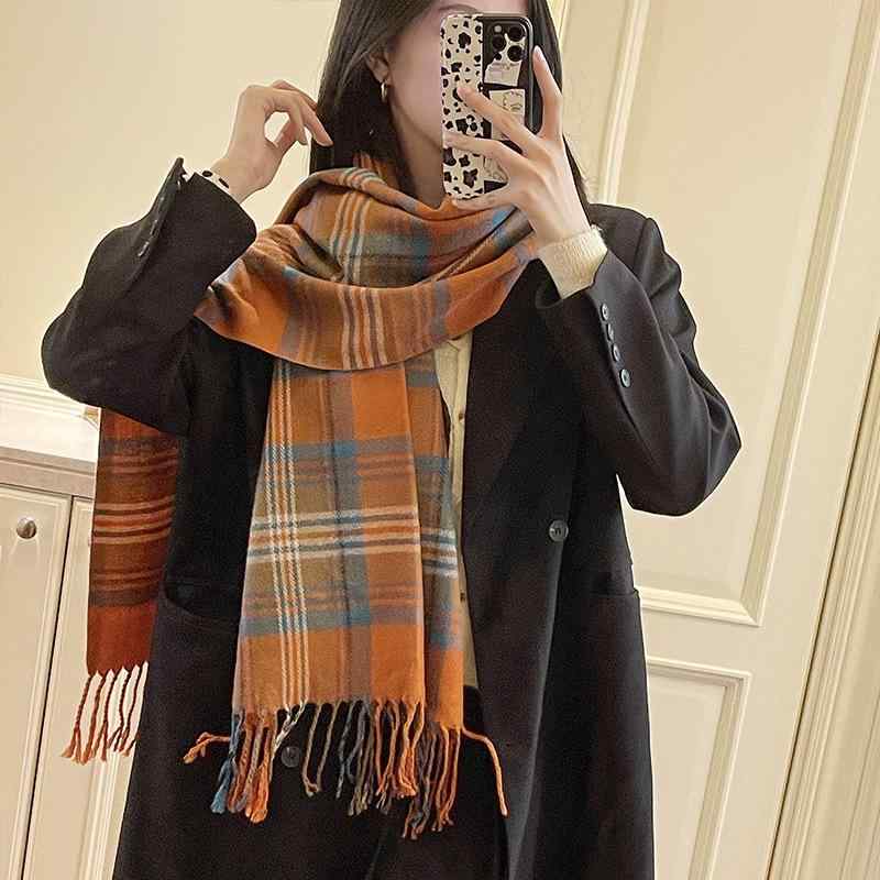 マフラー レディース 秋冬 チェック柄 ストール ショール 暖かい 防寒 通勤 通学 旅行 かわいい アクリル