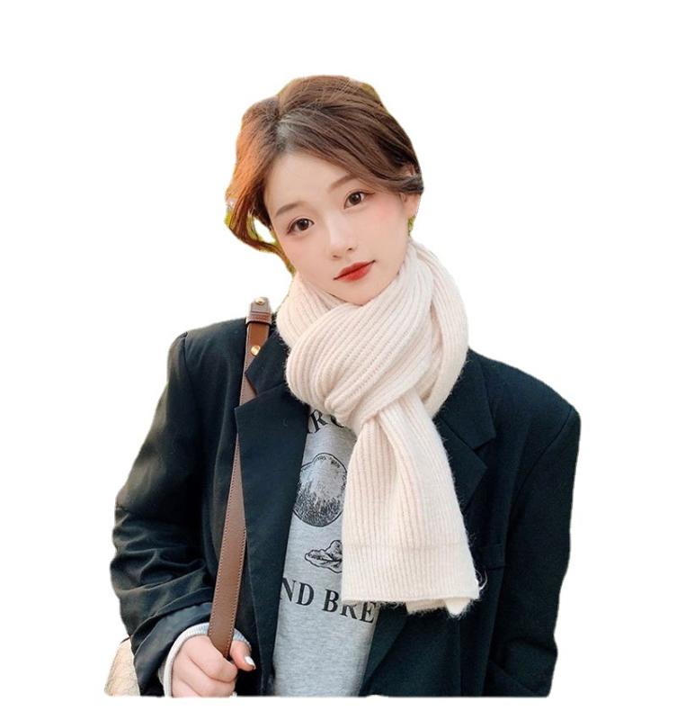 マフラー レディース 秋冬 韓国 厚手 ニット 学生 カップル 無地 ストール ショール 暖かい ベージュ ブラック グレー ピンク グリーン イエロー キャメル ブルー2