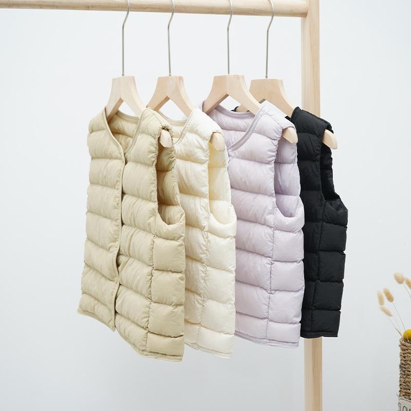 子供服 ダウンベスト キッズ 男女兼用 無地 アウター インナーベスト 防寒 チョッキ 男の子 女の子 冬 ..