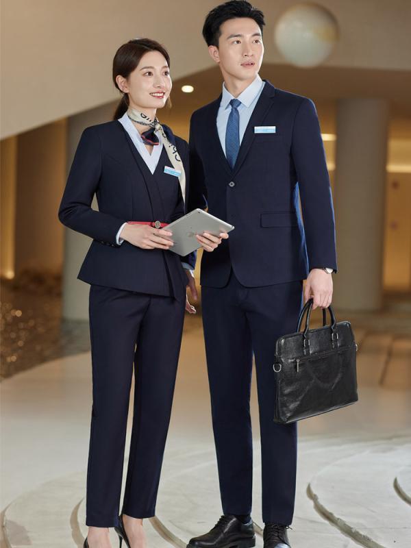 ジャケット レディース 中国移動 営業 スタッフ 制服 スーツ セットアップ ポリエステル混紡 長袖 パンツ スカート ベスト付き フォーマル 事務服 オフィス 通勤用