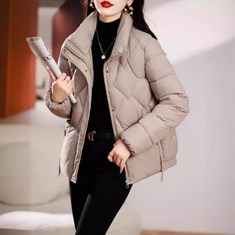 ダウンジャケット レディース ショート丈 中綿入り パデッドジャケット ゆったり スタンドカラー 秋冬 ..