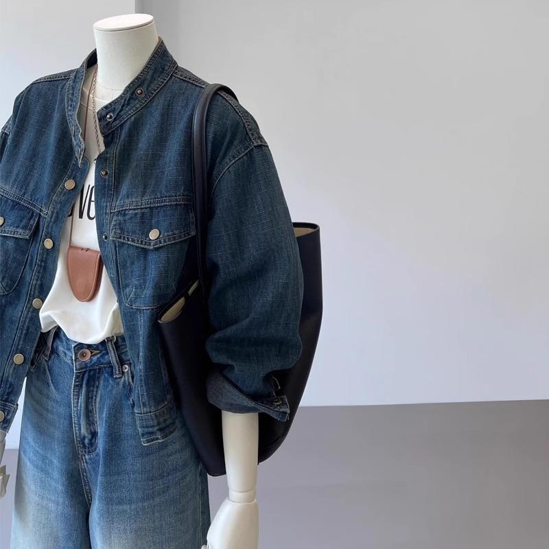 ジャケット レディース デニム 秋冬 韓国風 ゆったり カジュアル Gジャン アウター トップス ブルー コットン 長袖 ドロップショルダー M L XL かわいい