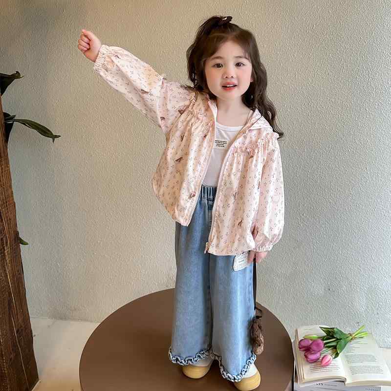 キッズ ガールズ 花柄 ジャケット 春秋 かわいい 子供 ベビー カジュアル 長袖 アウター ジャンパー 上..