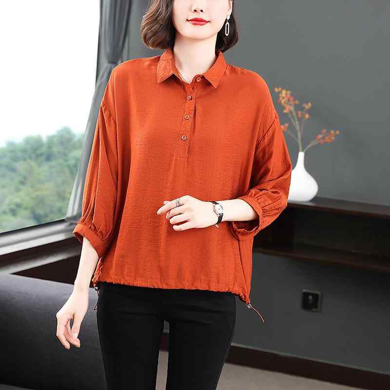 ジャケット レディース 大きいサイズ 秋物 ファッション 通勤 普段使い 中年 女性 長袖 粘胶纤维 ゆったり 2024年 春 流行色 落ち着いたオレンジ色 M L XL 2L 3L