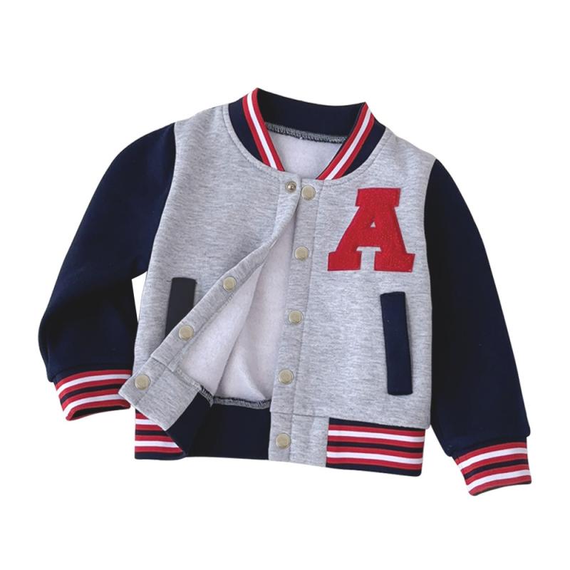 キッズ アウター 男の子 野球 ジャケット 秋冬 3歳 4歳 5歳 6歳 7歳 スポーツ ウェア ポリエステル 灰色