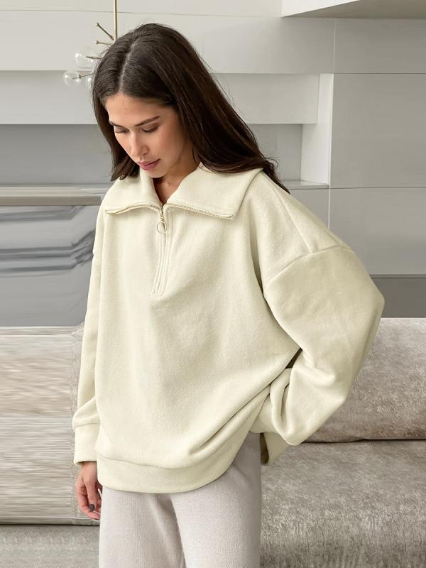 ニット レディース トップス プルオーバー 翻領 ミドル丈 丈長め ゆったり リラックス ルーズフィット 長袖 秋冬 無地 きれいめ 通勤 オフィス カジュアル 普段使い ベージュ系 ブラウン系