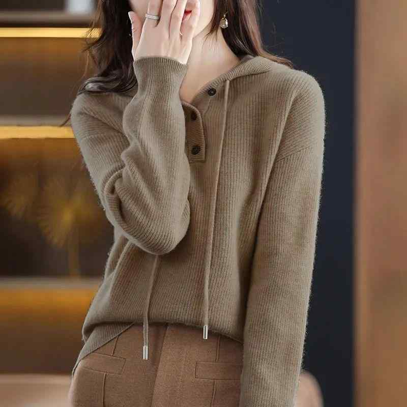 ニット・セーター レディース 秋冬 プルオーバー フード付き ゆったり チュニック トップス カットソー..