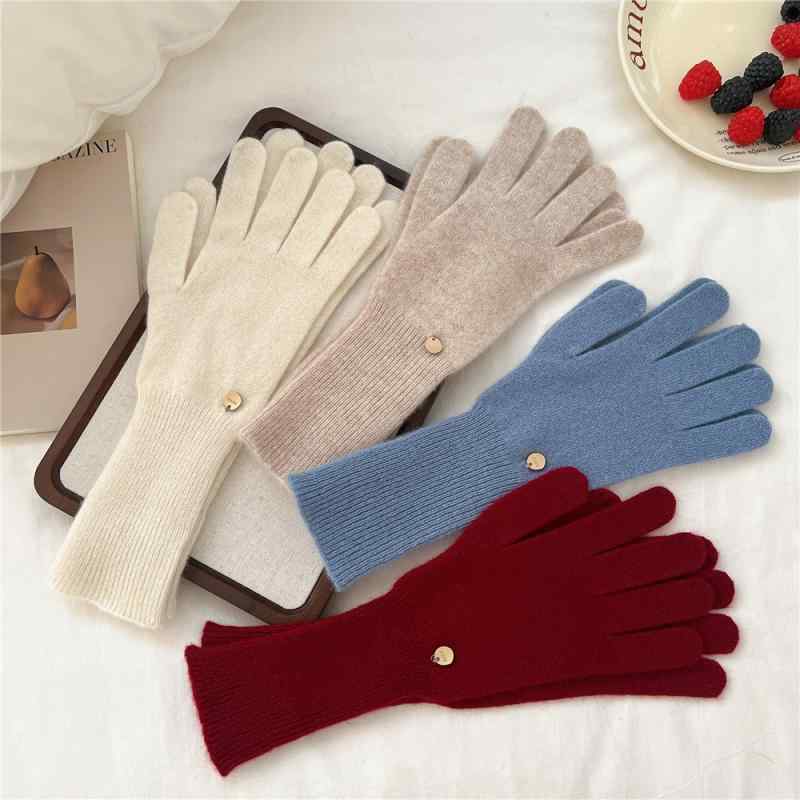 手袋 レディース 秋冬用 ニット手袋 ウール混紡 暖かい 防寒 グローブ スマートフォン対応 かわいい 韓..