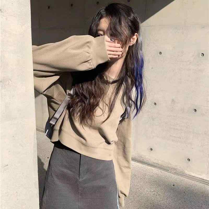 スウェット レディース 秋冬 トップス 長袖 ドロップショルダー オーバーサイズ ゆったり 体型カバー カットソー 韓国風 無地 ラウンドネック カジュアル 通勤 通学 カーキ ブルー ホワイト