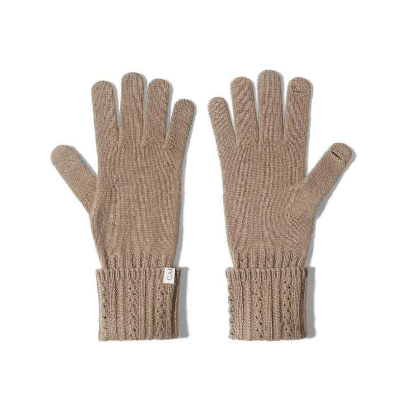 手袋 レディース 秋冬 纯羊毛 手袋 スマートフォン対応 保温 ニット手袋 指なし 手袋 油墨黒 焦糖色 浅..