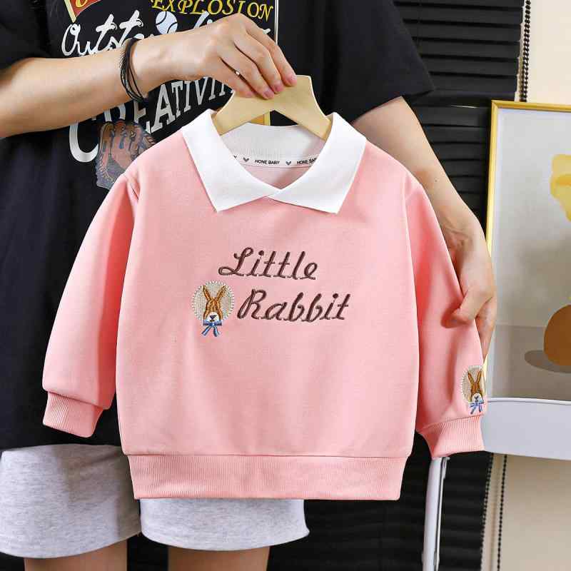 Tシャツ キッズ 女の子 子供服 春秋 長袖 刺繍 トレーナー トップス カットソー 90cm 100cm 110cm 120cm 130cm 140cm 150cm 160cm かわいい おしゃれ ピンク ベージュ(4.0)