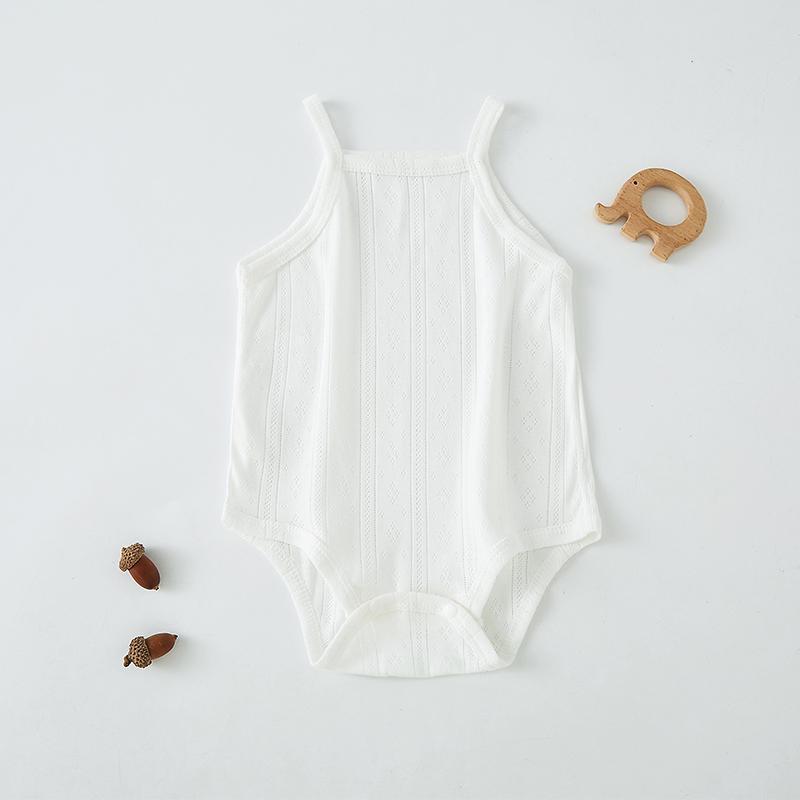 ベビー 肌着 ロンパース 夏 薄手 綿100% ノースリーブ 新生児 幼児 吊り型 接触冷感 通気性 吸湿速乾 無地 かわいい ホワイト イエロー ブルー ピンク 66 73 80 90