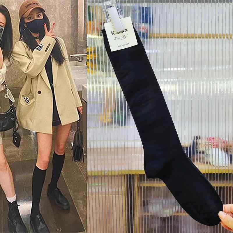 靴下 レディース 無地 リブ編み 膝下丈 ソックス 韓国風 シンプル ハイソックス 学院風