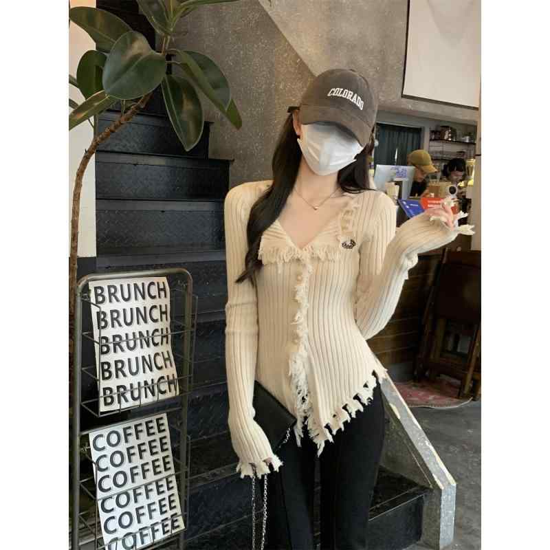 ニット レディース カーディガン Vネック 長袖 ボーダー ニットソー トップス 秋冬 きれいめ かわいい ..