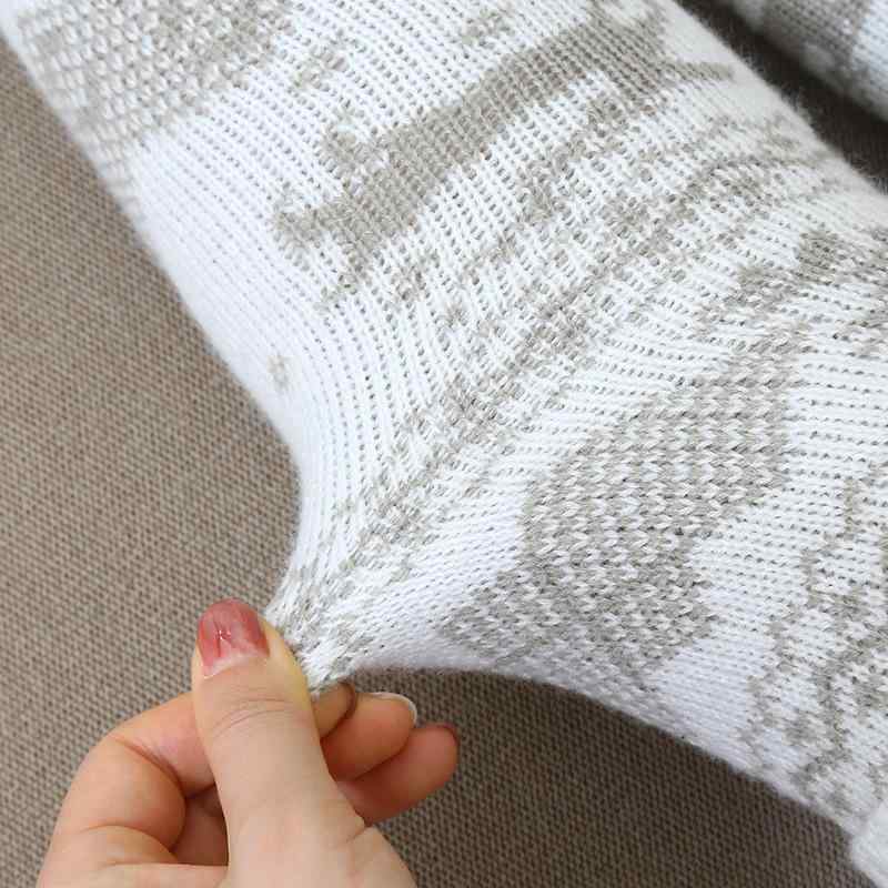 靴下 レディース クリスマス 提花 ニット 長筒 袜子 アクリル 秋冬