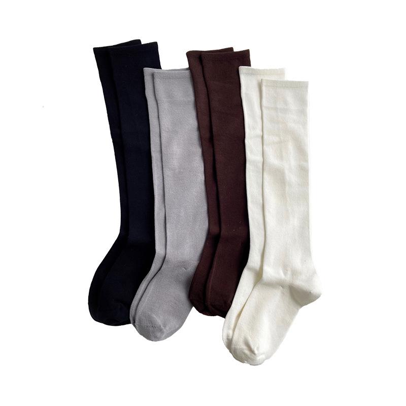 靴下 レディース ソックス ウール 絹混紡 無地 リブ編み クルー丈 JK 制服 学生 スタイル 白 黒 グレー ブラウン 4足セット 秋冬
