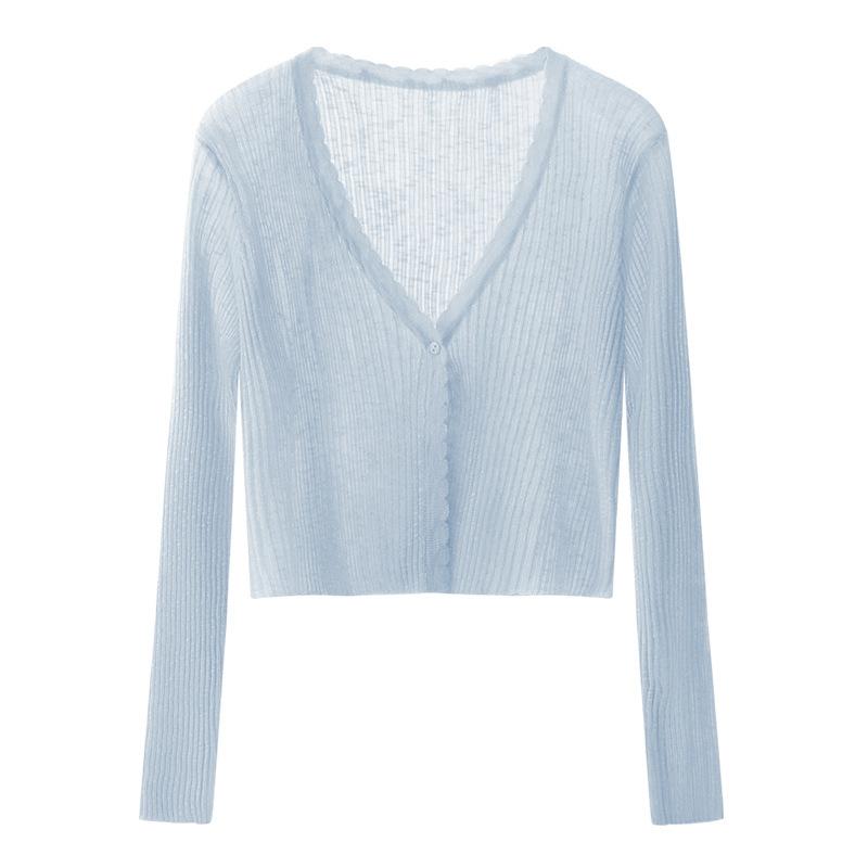 カーディガン レディース 薄手 ニット ボレロ 接触冷感 冷房対策 羽織り ショート丈 Vネック 長袖 紫外..