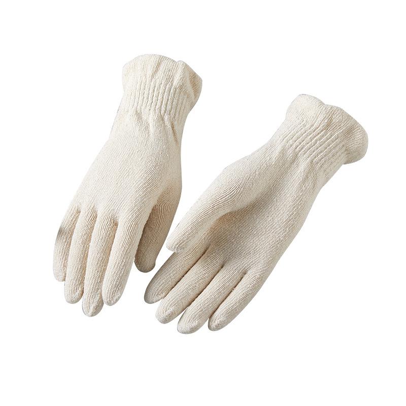 手袋 秋冬 ニット 真丝 油丝 レディース 指なし手袋 天然 桑蚕丝 ソフト 快適 スキンケア 保温 ホワイト