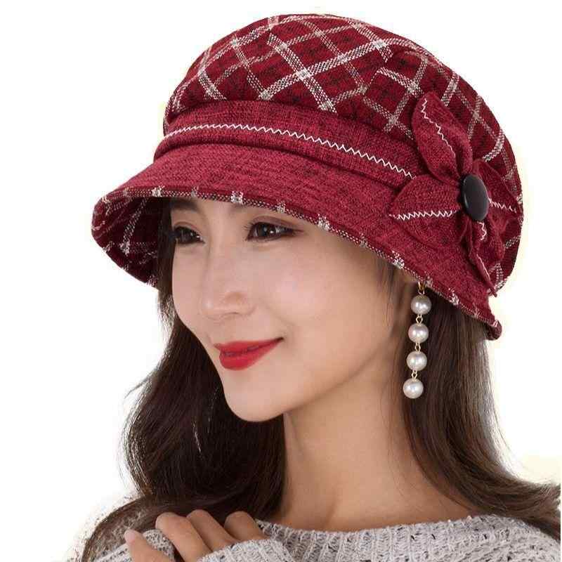 帽子 レディース 秋冬 高齢者向け 八角帽子 厚手 防寒 暖かい 母親向け キャップ ベレー帽 酒 красный ..