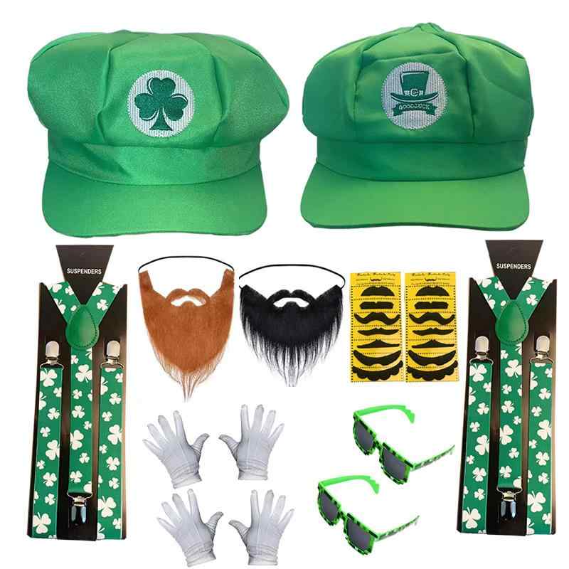 帽子 男性用 聖パトリックの祝日 緑 八角帽 幸運 クローバー パーティー2