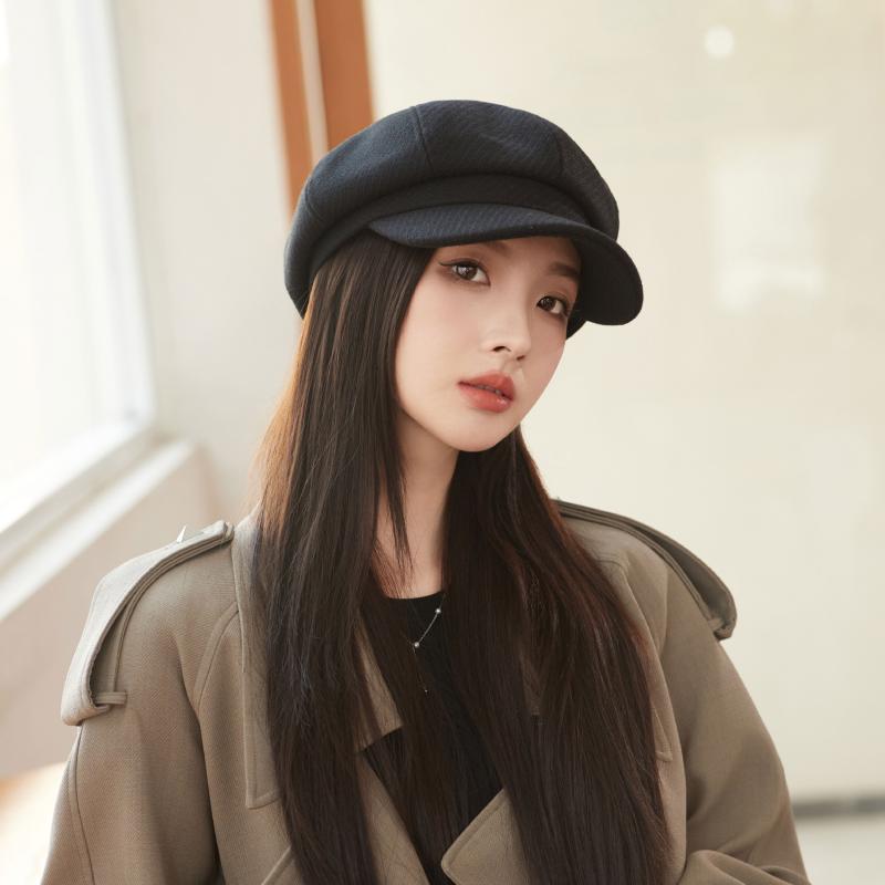 帽子 レディース 八角帽 ウール混紡 ベレー帽 キャスケット 秋冬 日韓風 レトロ クラシカル あたたかい 防寒 ベージュ ブラック(4)