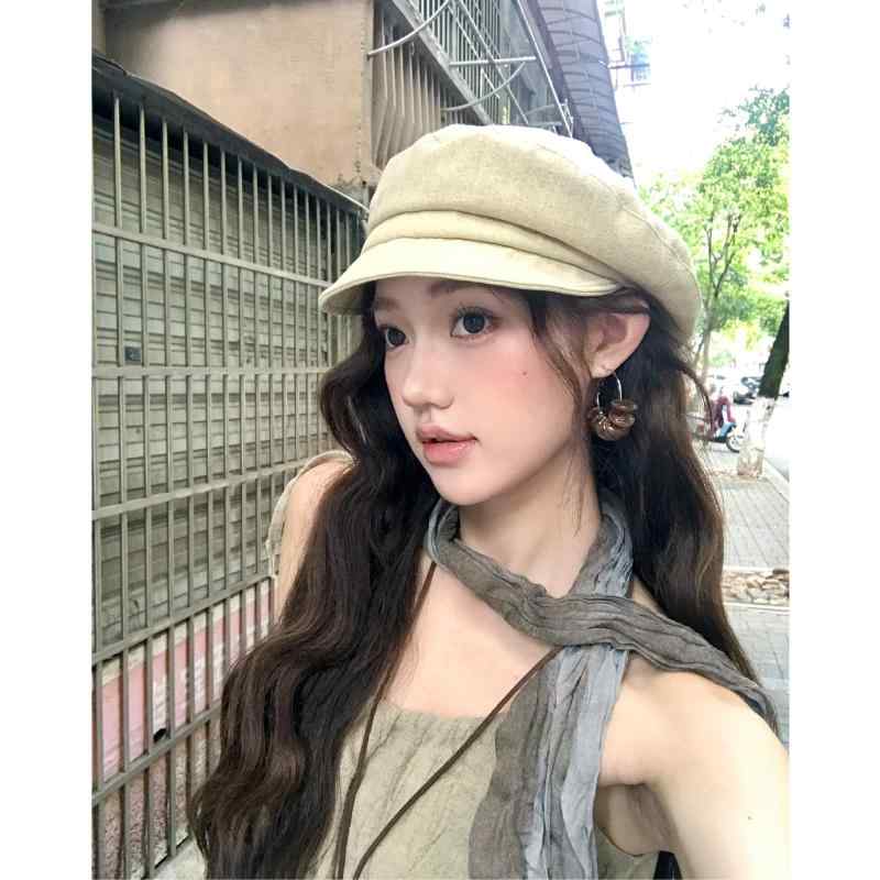 帽子 レディース ハンチング帽 春秋 キャスケット ベレー帽 おしゃれ かわいい 日よけ UVカット 紫外線対策 小顔効果 コットン カジュアル 深灰色 アイボリー(4)