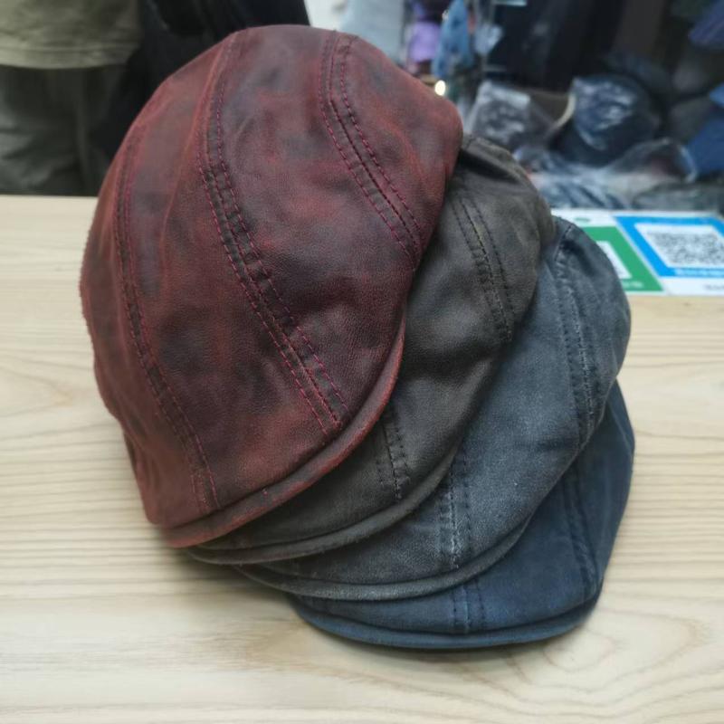 ベレー帽 レディース 水洗 ワークキャップ 小顔効果 レトロ 画家帽 報童帽 帽子 秋冬 蔵青色 コーヒー..