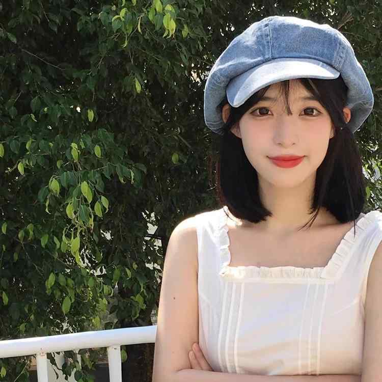 ベレー帽 レディース デニム レトロ クラシック 大頭 小顔効果 八角帽 帽子 紫外線対策 日よけ 普段使い 旅行 お出かけ 春夏