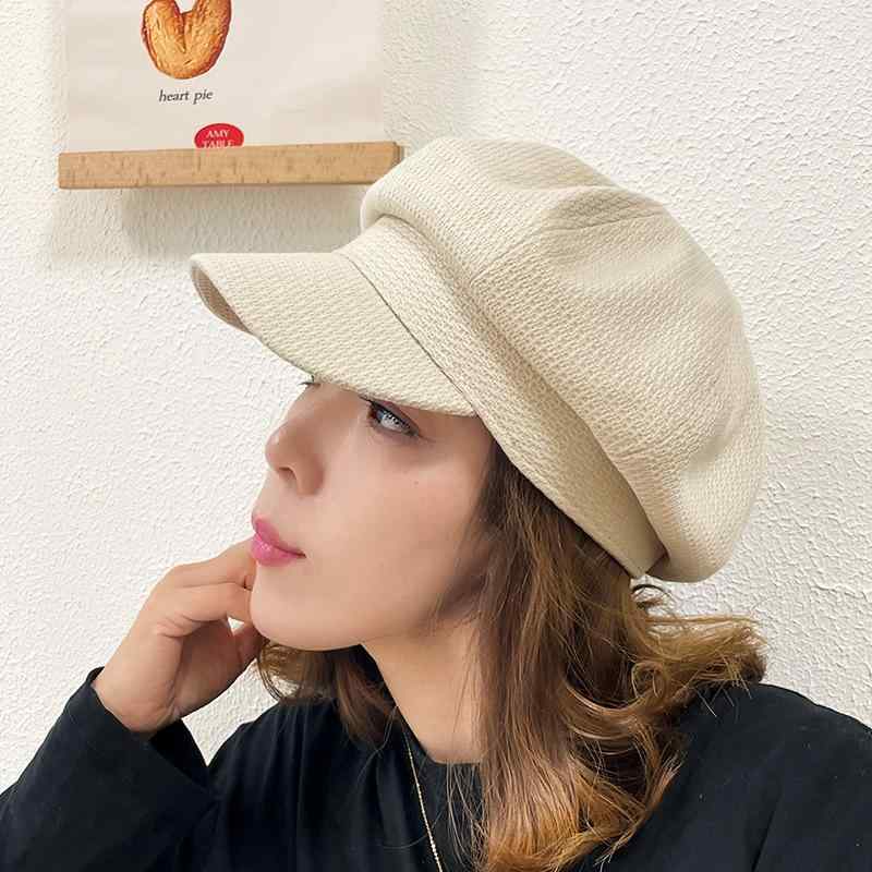 For Women - ベレー帽 レディース 春夏 小顔効果 八角帽 帽子 紫外線対策 日焼け防止 普段使い お出かけ ベージュ コーヒー カーキ 綿麻2
