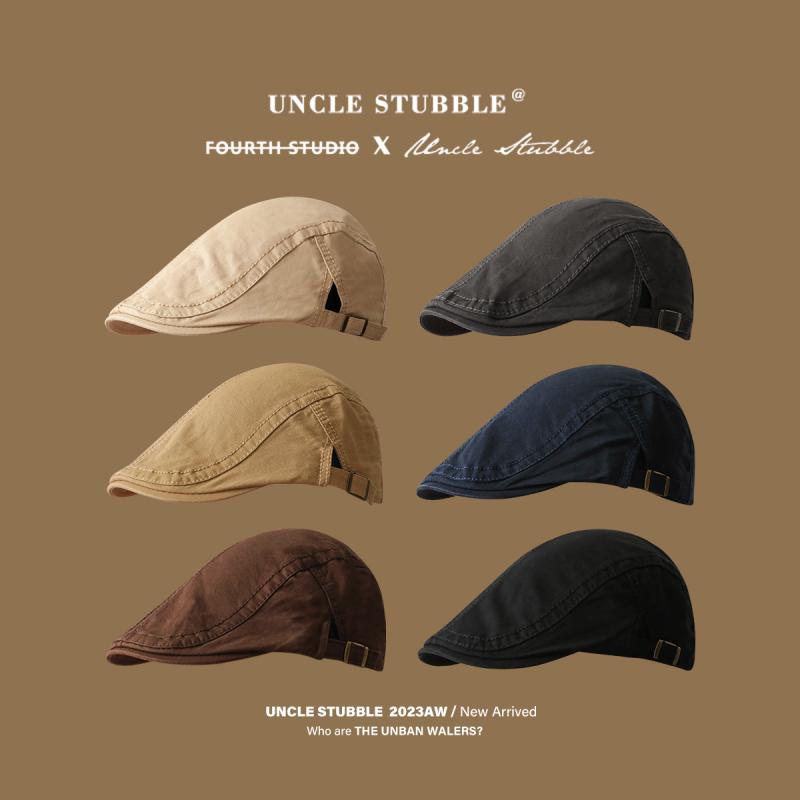 帽子 メンズ レディース 纯棉 コットン 無地 レトロ イングリッシュスタイル ニュースボーイキャップ ..