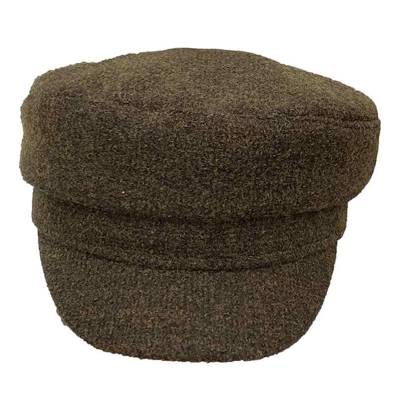 ベレー帽 レディース 秋冬 ウール混紡 無地 おしゃれ 八角帽 キャップ 小顔効果 暖かい 紫外線対策 普段使い カフェ ブラック系 コーヒー色2(4)