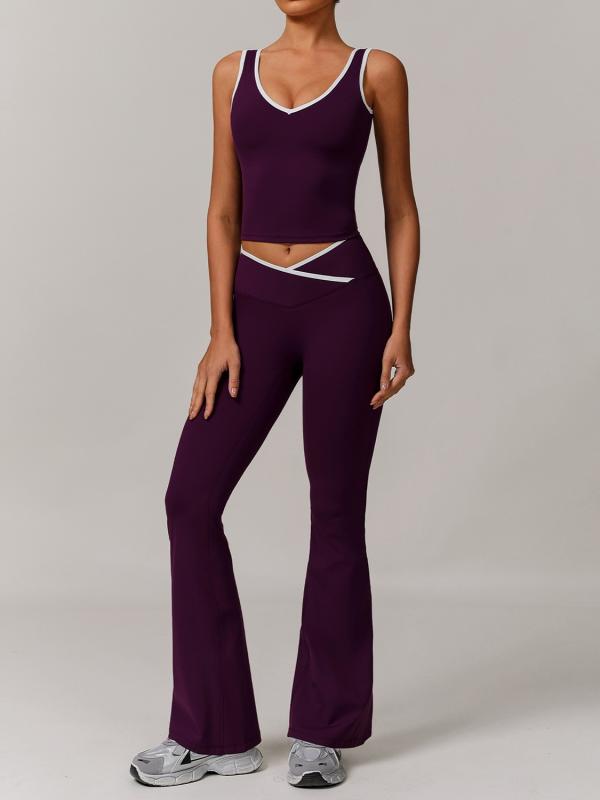 ヨガウェア レディース 上下セット スポーツウェア ブラトップ レギンス クロス ハイウエスト ストレッチ 伸縮性 吸湿速乾 7色 ブラック ワインレッド ピンク ブラウン ブルー グレー ホワイト トレーニング 運動 秋冬