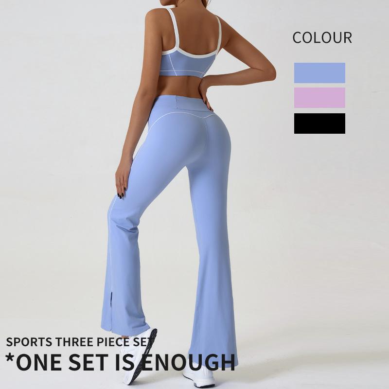 ヨガウェア レディース セットアップ スポーツブラ ＆ 微フレアパンツ 上下セット ストレッチ トレーニングウェア ランニングウェア ジム フィットネス 春夏秋冬 伸縮性 吸湿速乾